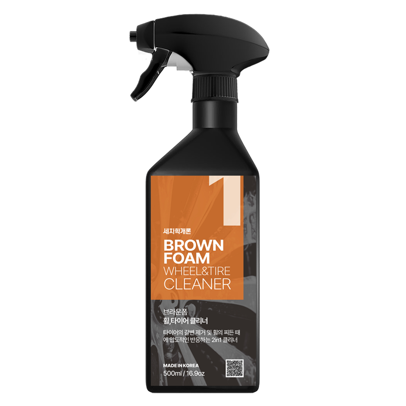 세차학개론 브라운폼 500ml 휠앤타이어 클리너